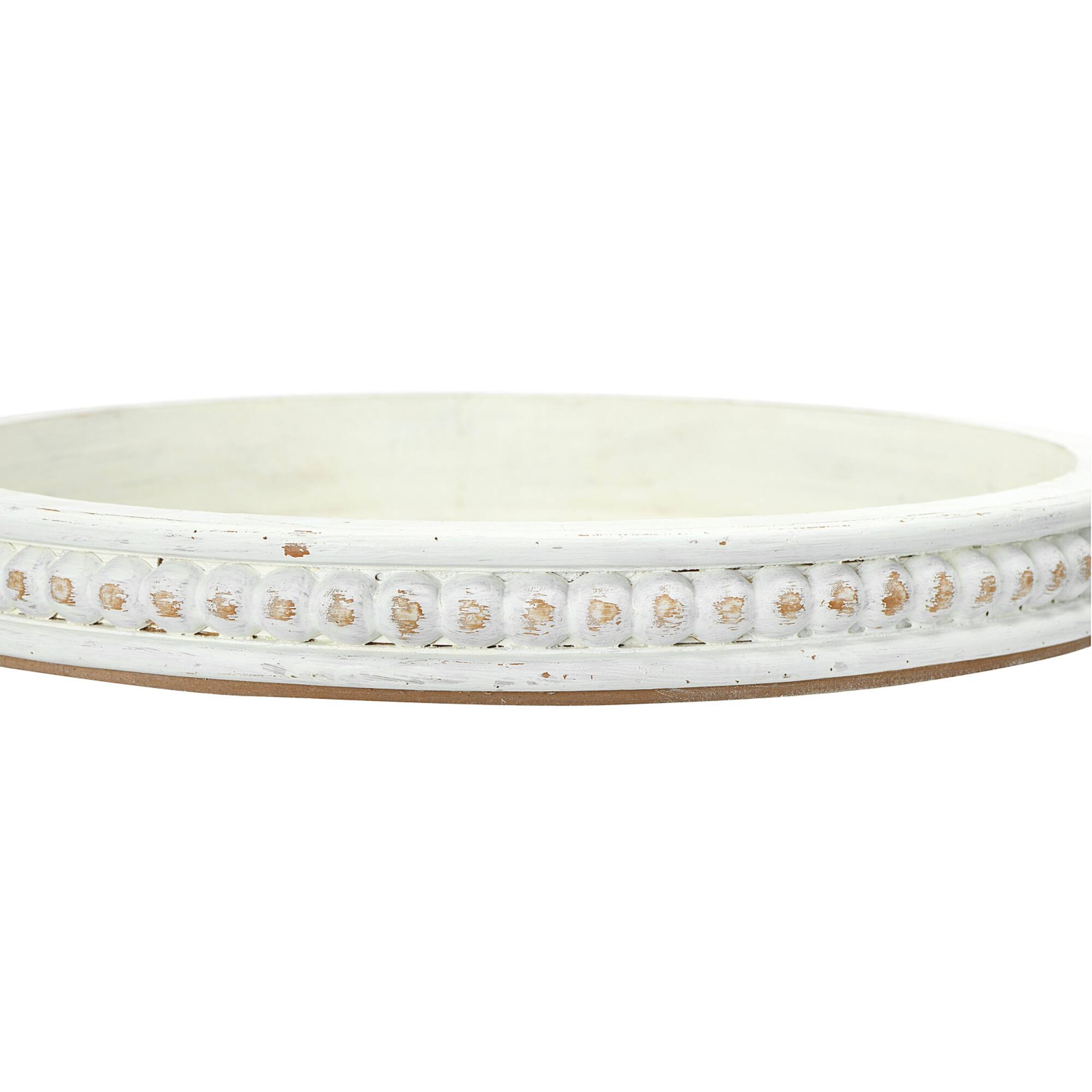Hello Honey® 16" Decorative Round Wood Tray with Hobnail Edge